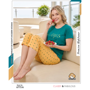 Women's Stylish Teal Yellow Capri – Comfortable Everyday Fashion Wear