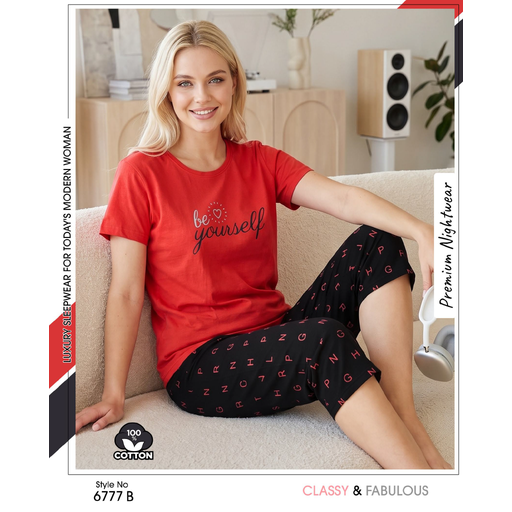 Women's Stylish Red Black Capri – Comfortable Everyday Fashion Wear