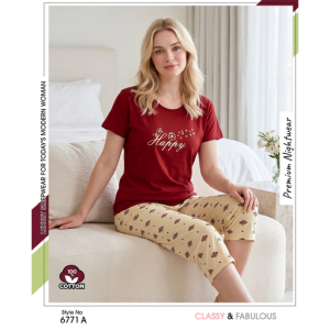 Women's Stylish Red Beige Capri – Comfortable Everyday Fashion Wear