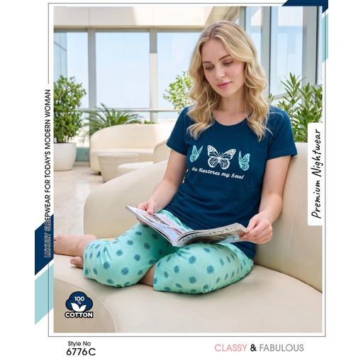 Women's Stylish Navy Teal Capri – Comfortable Everyday Fashion Wear