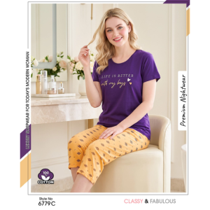 Women's Stylish Purple Beige Capri – Comfortable Everyday Fashion Wear