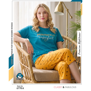 Women's Stylish Teal Yellow Capri – Comfortable Everyday Fashion Wear