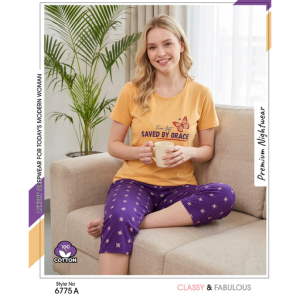 Women's Stylish Beige Purple Capri – Comfortable Everyday Fashion Wear