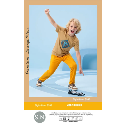 Stylish Beige Boys Pyjamas Set – Soft & Comfortable Everyday Wear