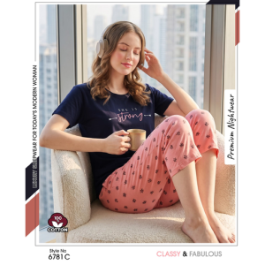 Women's Stylish Navy Coral Capri – Comfortable Everyday Fashion Wear