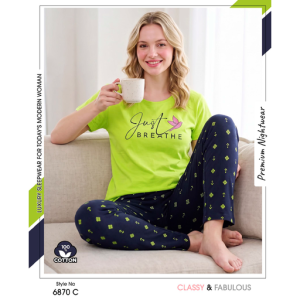Trendy Ladies Olive T-shirt - Navy Pajamas