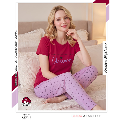 Trendy Ladies Red T-shirt - Pink Pajamas