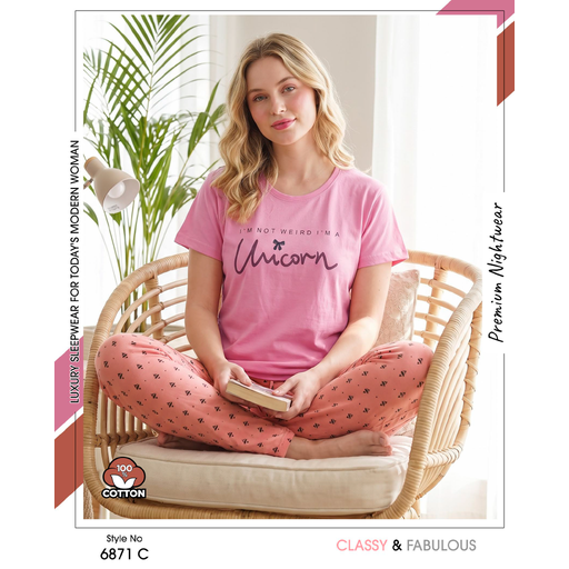 Trendy Ladies Pink T-shirt - Coral Pajamas