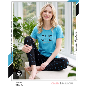 Trendy Ladies Teal T-shirt - Purple Pajamas