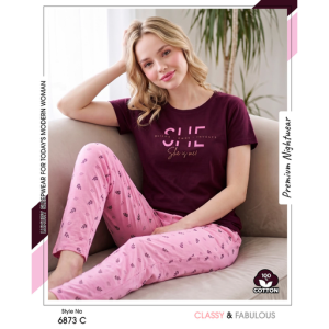 Trendy Ladies Burgundy T-shirt - Pink Pajamas