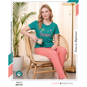 Trendy Ladies Teal T-shirt - Coral Pajamas