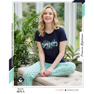 Trendy Ladies Navy T-shirt - Teal Pajamas