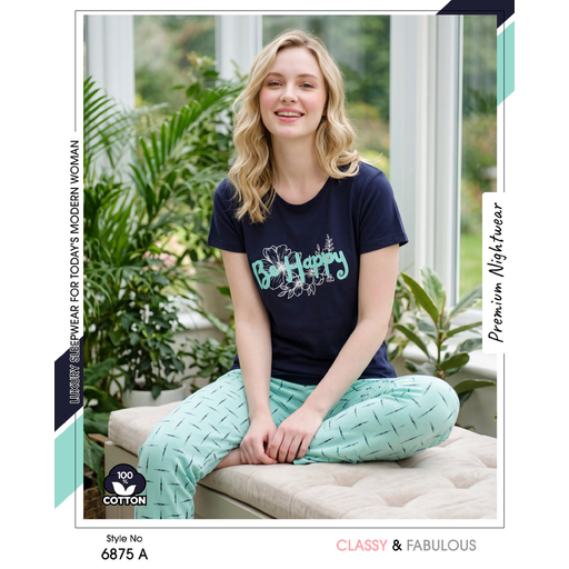 Trendy Ladies Navy T-shirt - Teal Pajamas