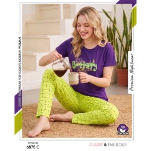 Trendy Ladies Purple T-shirt - Yellow Pajamas