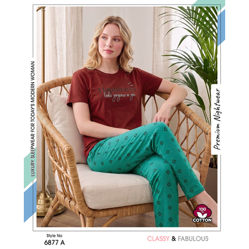 Trendy Ladies Burgundy T-shirt - Teal Pajamas