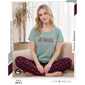 Trendy Ladies Gray T-shirt - Burgundy Pajamas
