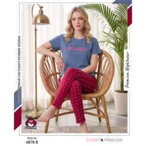 Trendy Ladies Blue T-shirt - Red Pajamas