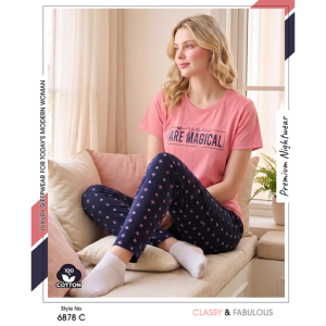 Trendy Ladies Pink T-shirt - Purple Pajamas