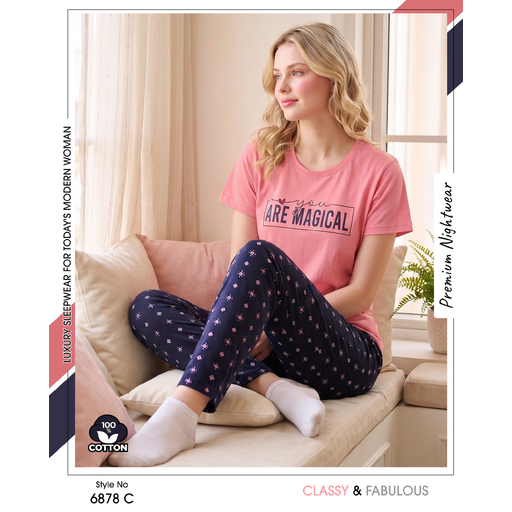 Trendy Ladies Pink T-shirt - Purple Pajamas